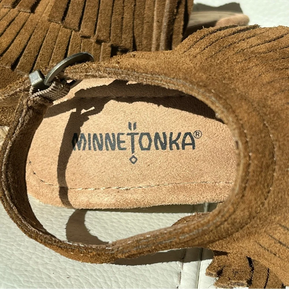 Minnetonka brown suede wedges